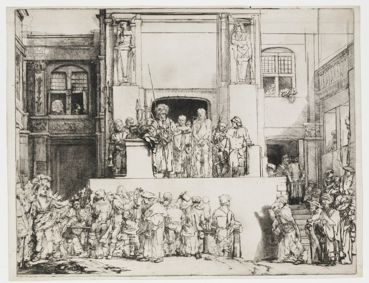 Kristus præsenteres for folket: aflang plade af Rembrandt van Rijn