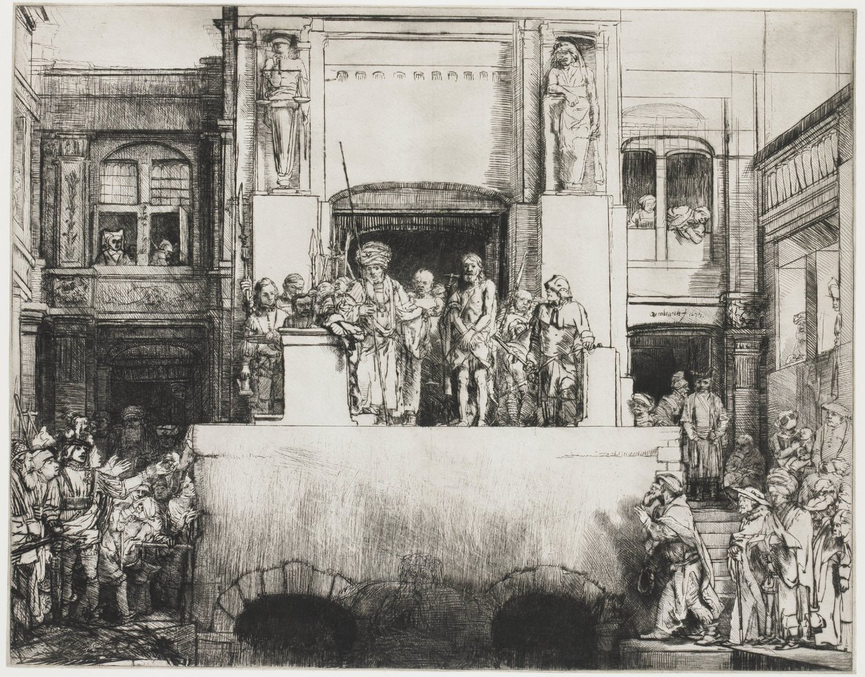 Kristus præsenteres for folket: aflang plade af Rembrandt van Rijn
