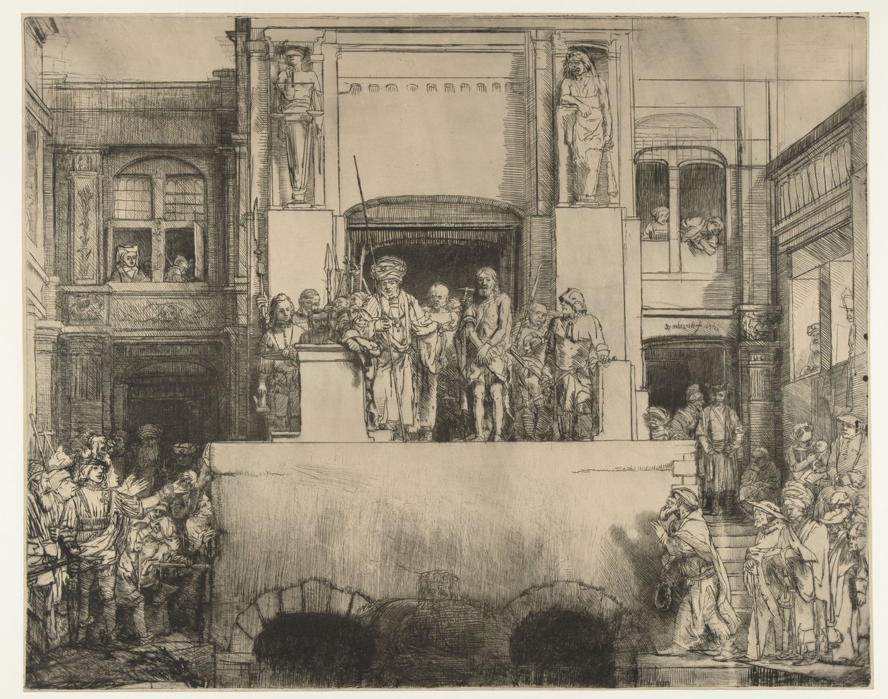 Kristus præsenteres for folket: aflang plade af Rembrandt van Rijn