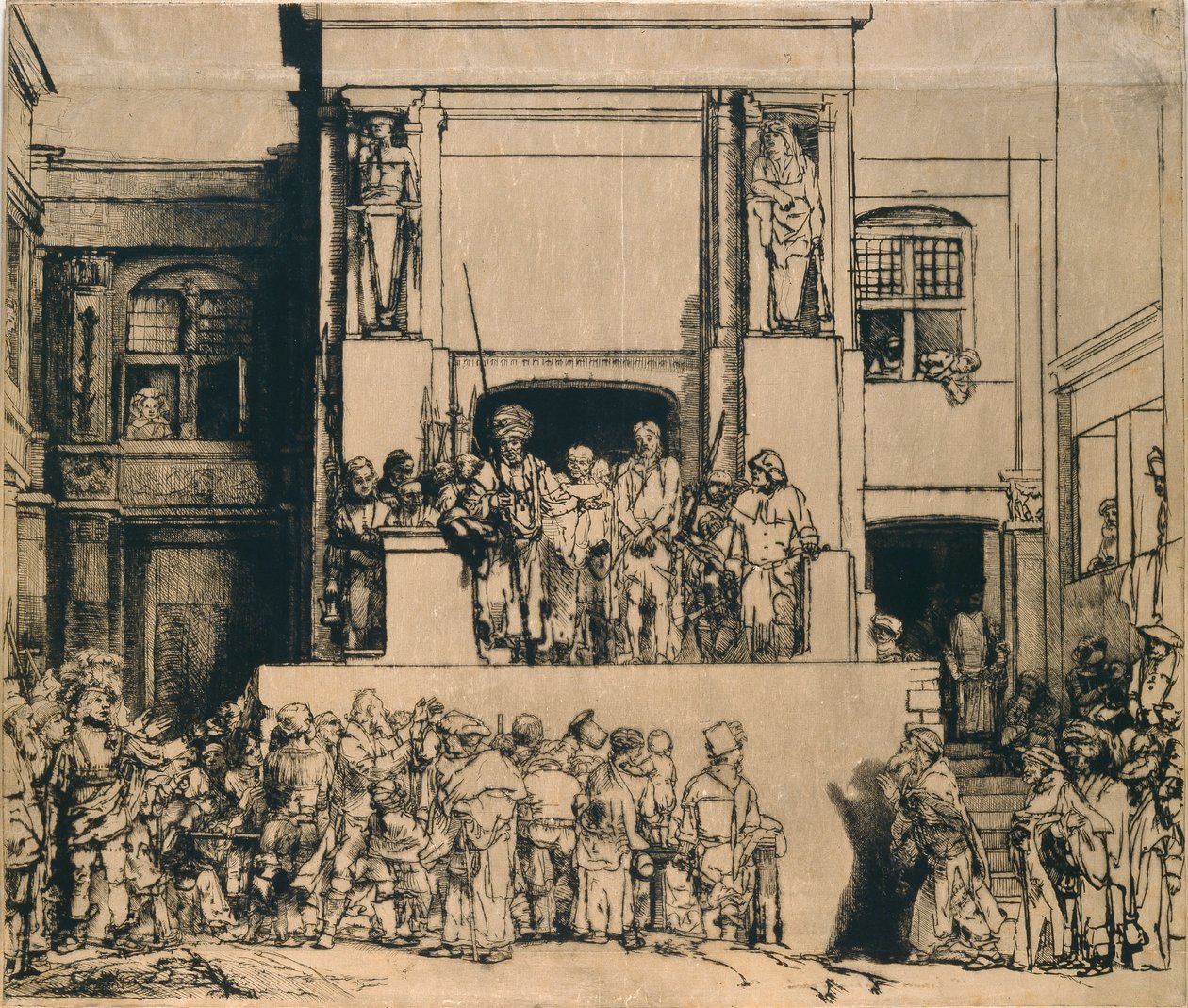 Kristus præsenteret for folket: aflang plade, 1655 af Rembrandt van Rijn