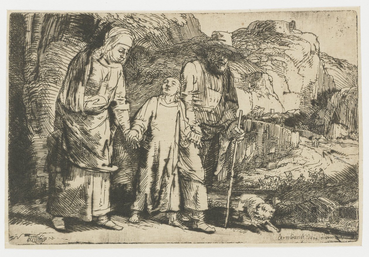 Kristus vender tilbage fra templet med sine forældre af Rembrandt van Rijn