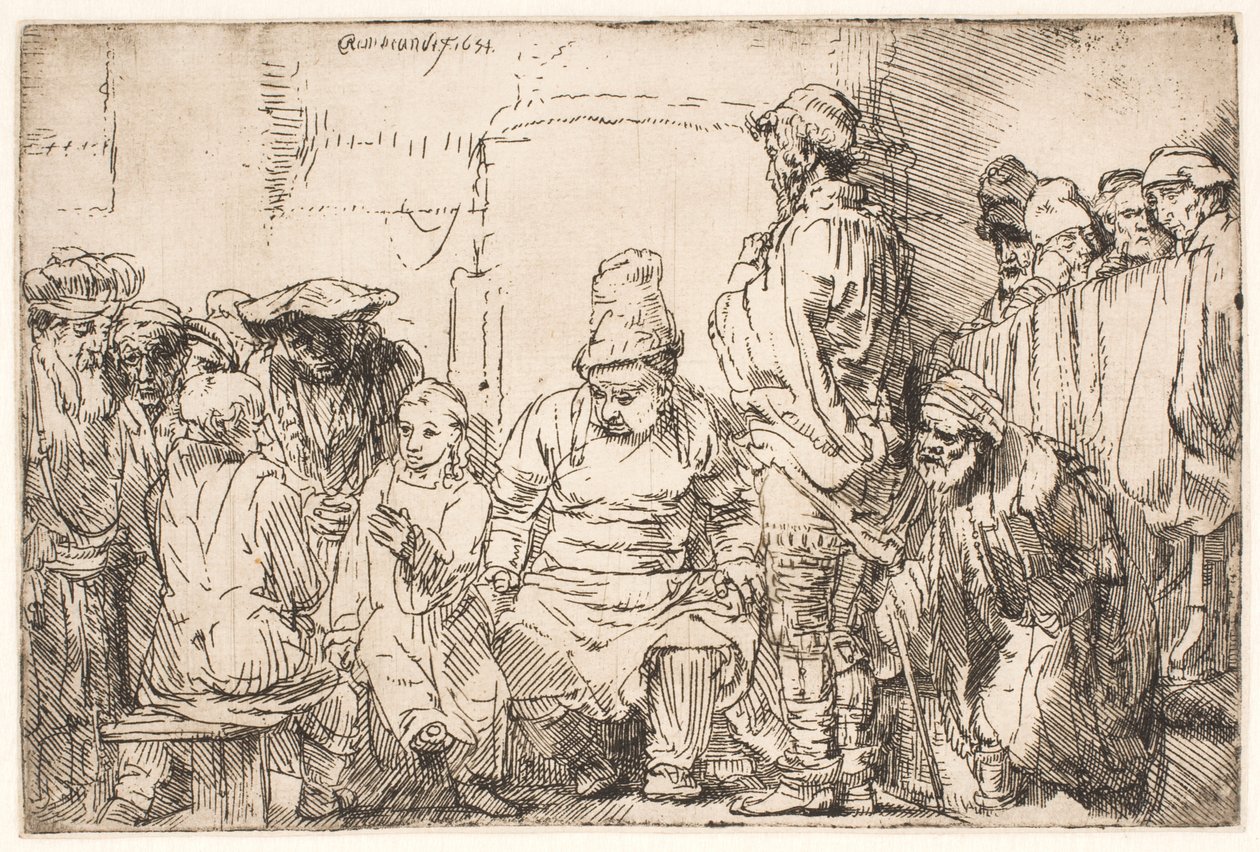 Kristus sidder og diskuterer med de skriftkloge af Rembrandt van Rijn
