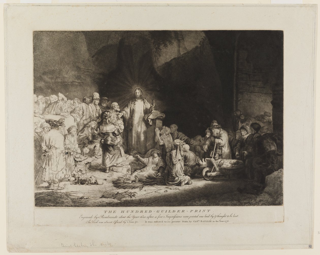 Kristus omgivet af syge, der tager imod små børn af Rembrandt van Rijn