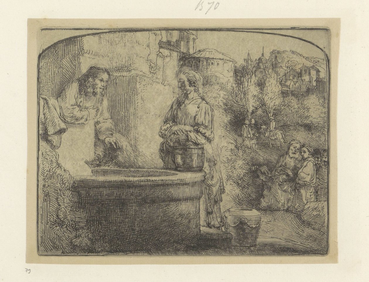 Kristus og den samaritanske kvinde Recueil de quatre-ningt-cinq estampes Originales (serietitel) af Rembrandt van Rijn