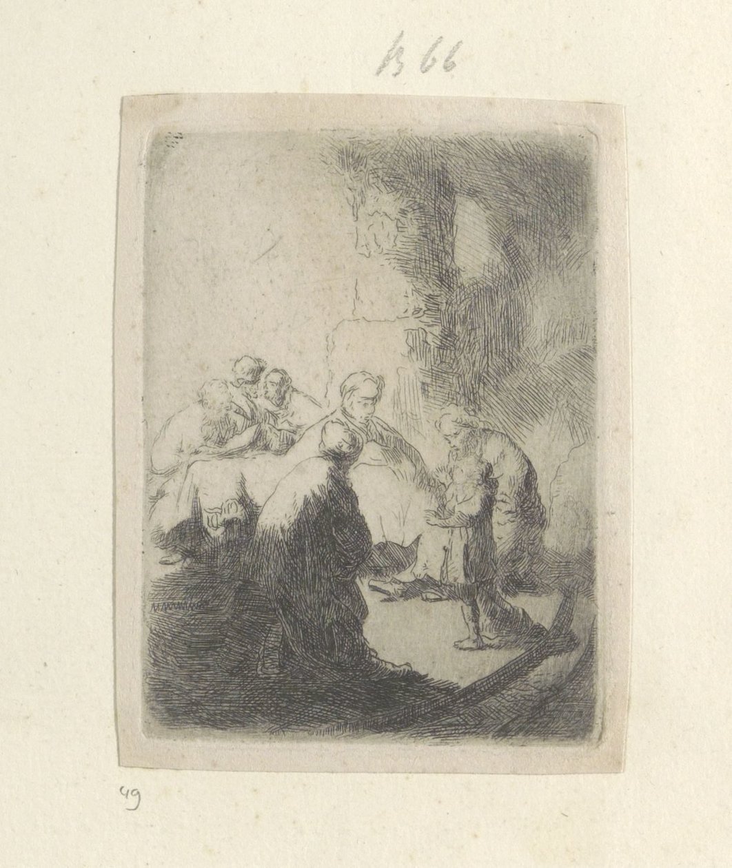 Kristus og de skriftkloge: Lille billede Recueil de quatre-vingt-cinq estampes originales (serietitel) af Rembrandt van Rijn