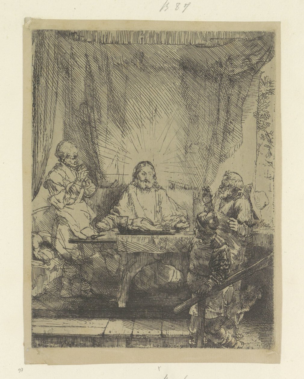 Christus te Emmaus: grote plaat Samling af 85 originale tryk (serietitel) af Rembrandt van Rijn
