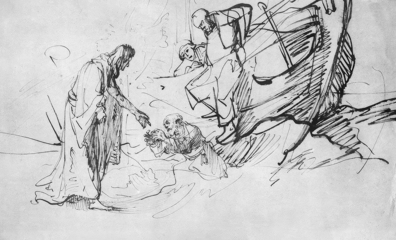 Kristus går på havet af Rembrandt van Rijn