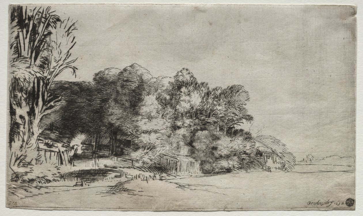 Træklump med en Vista af Rembrandt van Rijn