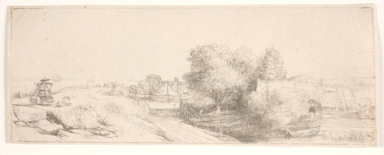 Kontraprøve af »Landskab med en mælkemand« af Rembrandt van Rijn