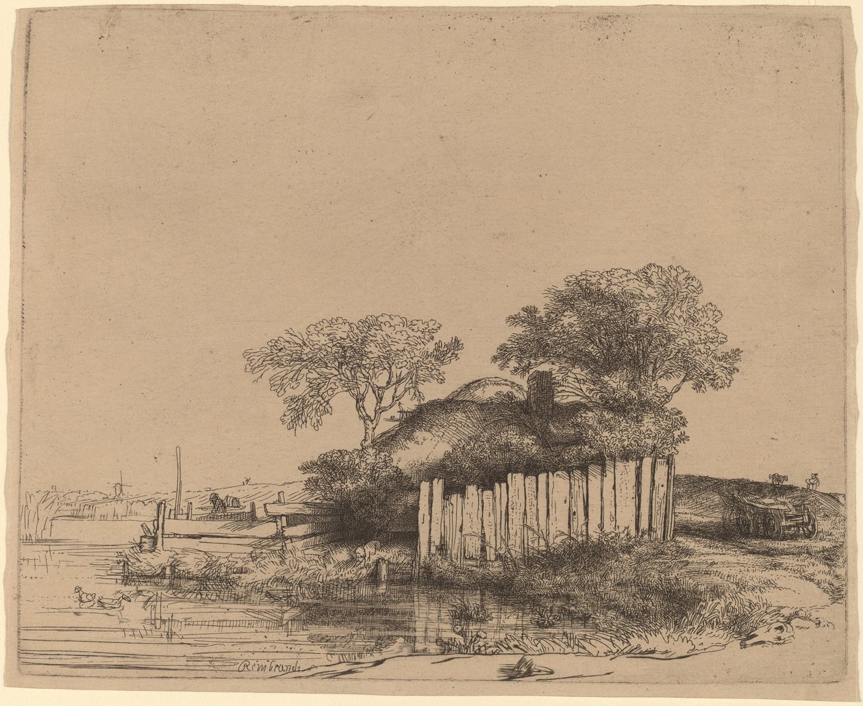 Sommerhus med hvid blegning af Rembrandt van Rijn