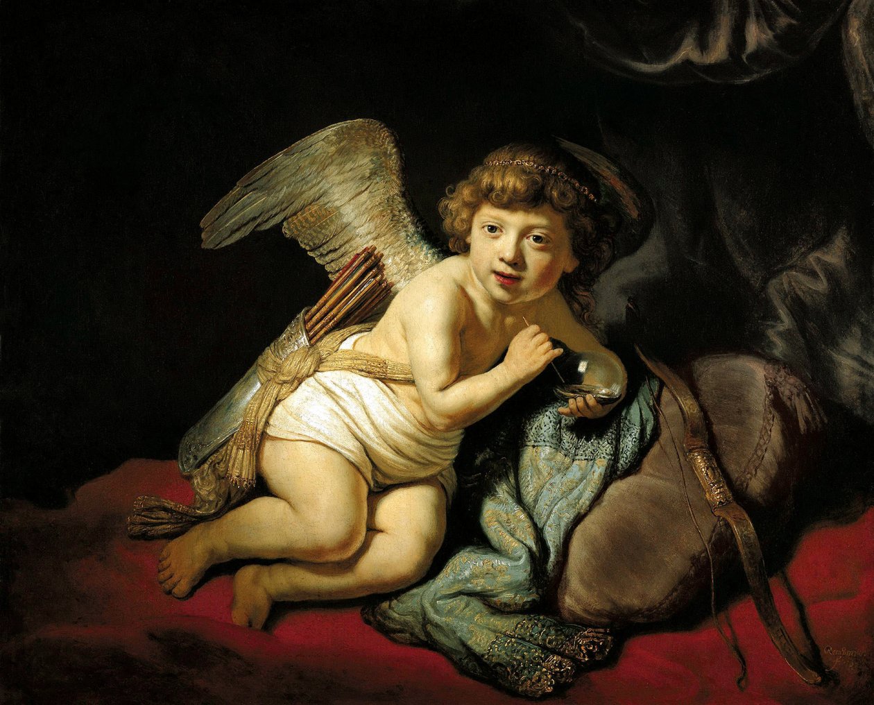 Amor blæser en sæbeboble, 1634. af Rembrandt van Rijn