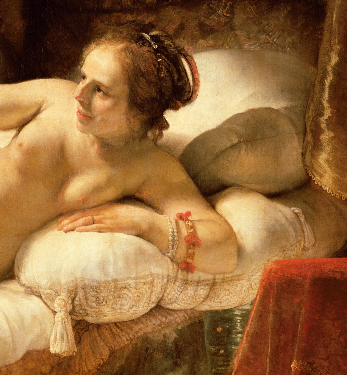 Danae, 1643 olie på lærred detalje af 47569 af Rembrandt van Rijn