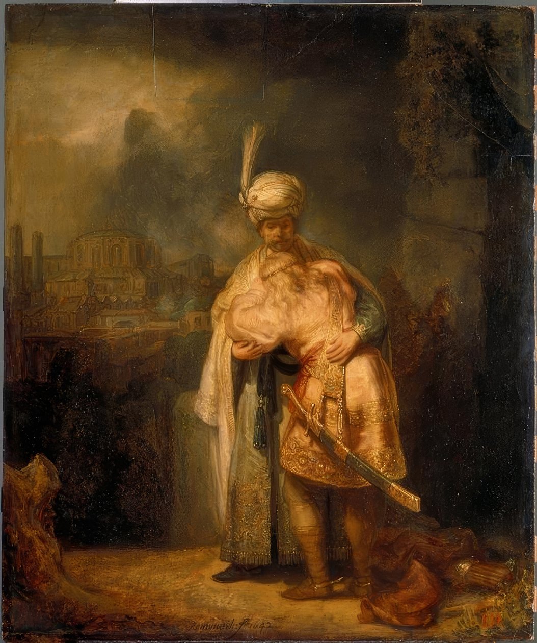 David siger farvel til Jonathan af Rembrandt van Rijn