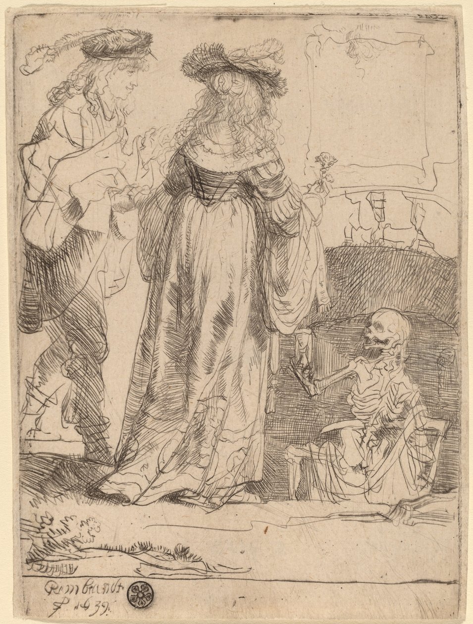 Døden viser sig for et ægtepar fra en åben grav af Rembrandt van Rijn
