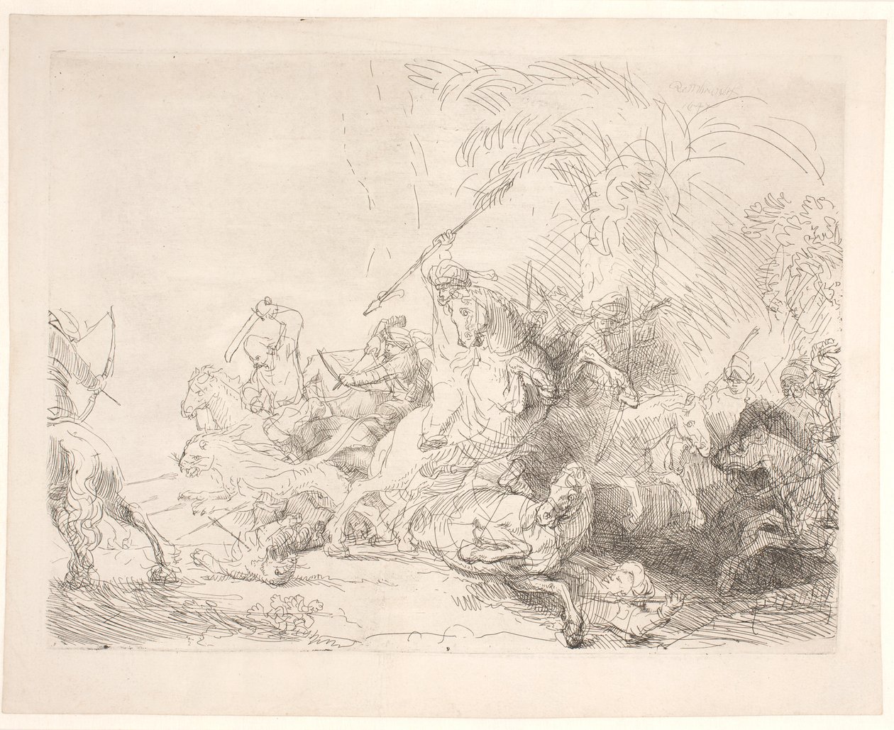 Den store løvejagt af Rembrandt van Rijn