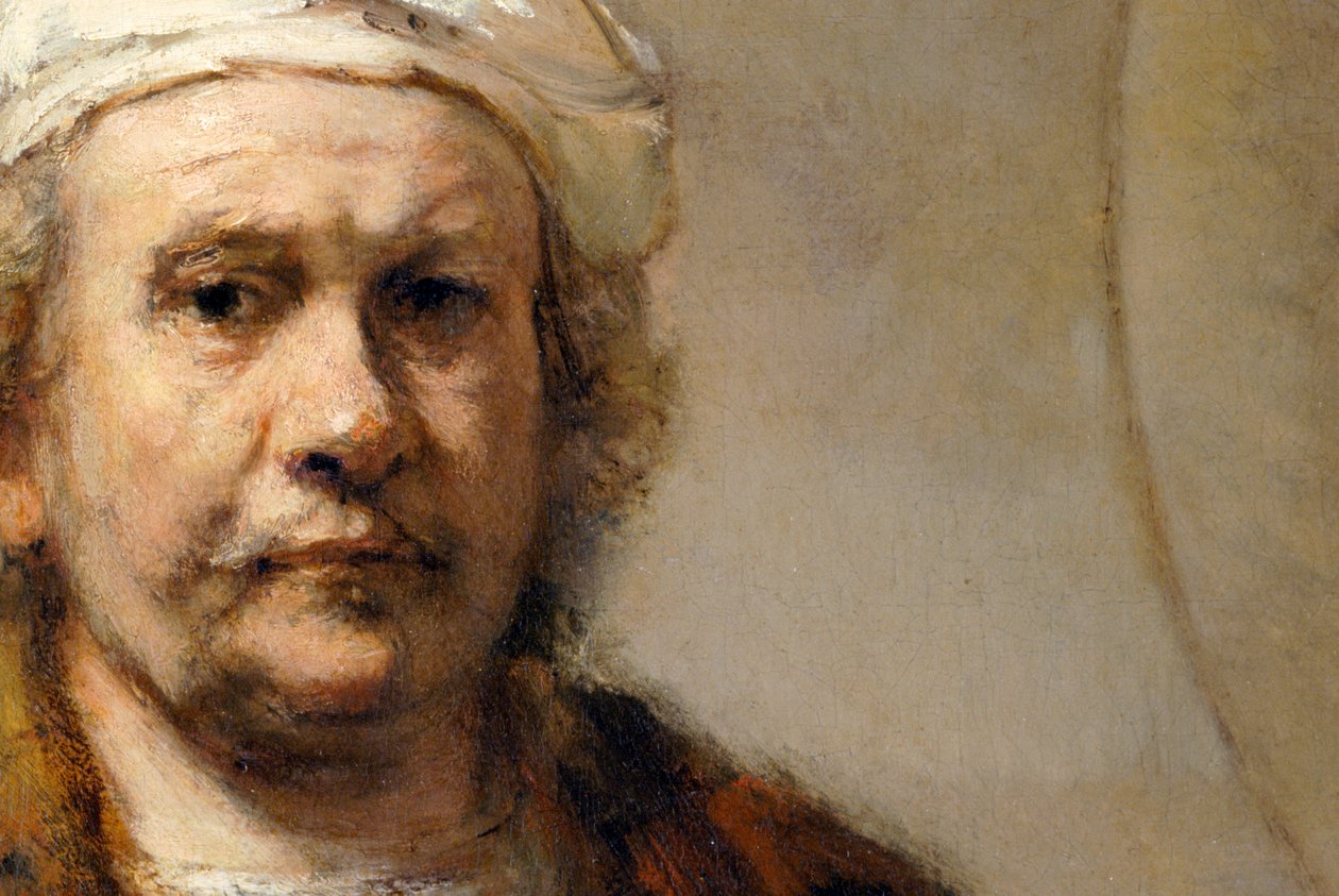 Detalje af et selvportræt af den hollandske maler Rembrandt van Rijn, c1665 af Rembrandt van Rijn