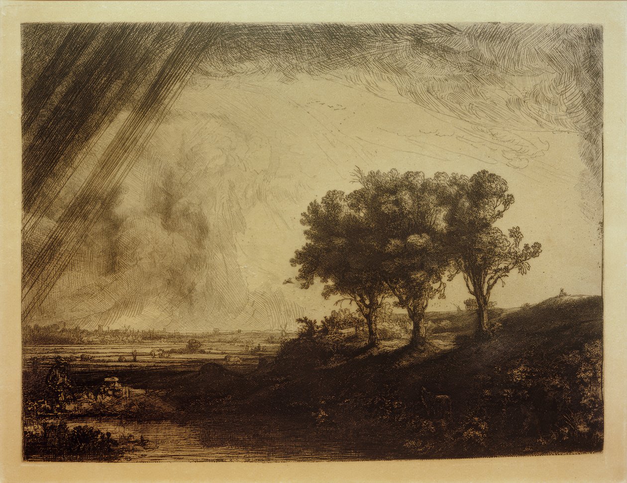 Landskabet med de tre træer af Rembrandt van Rijn