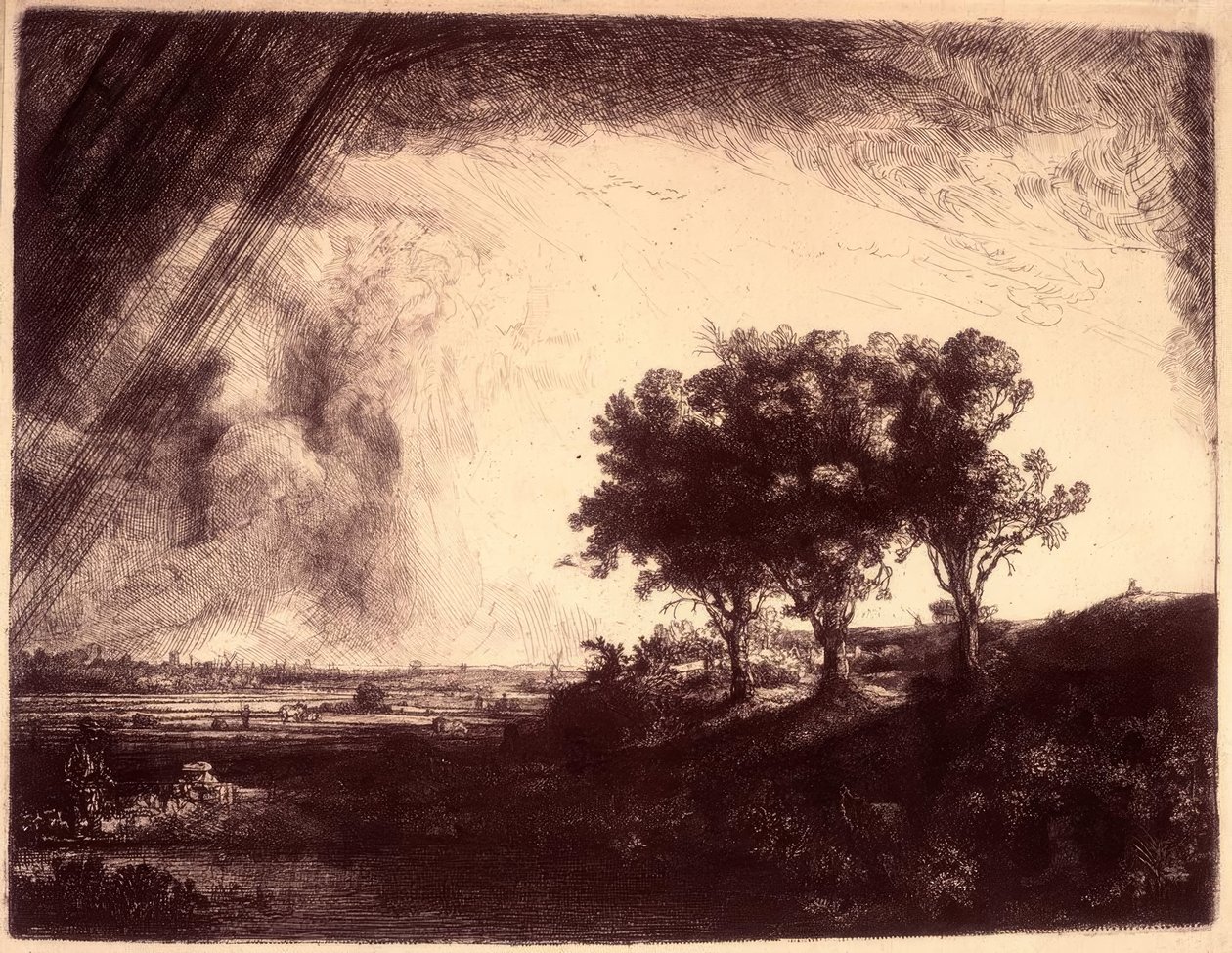 Landskabet med de tre træer af Rembrandt van Rijn