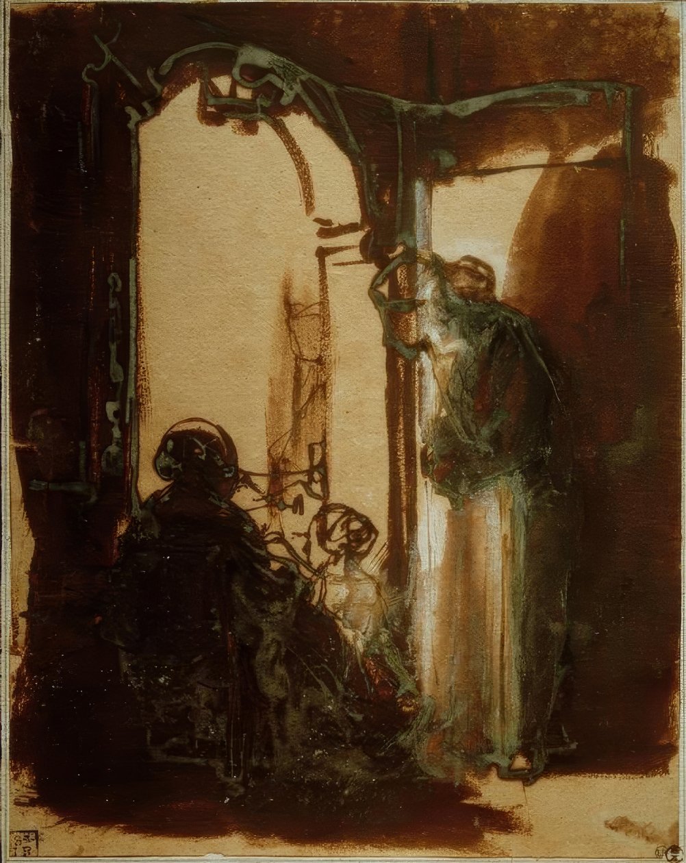Tre kvinder ved døren af Rembrandt van Rijn