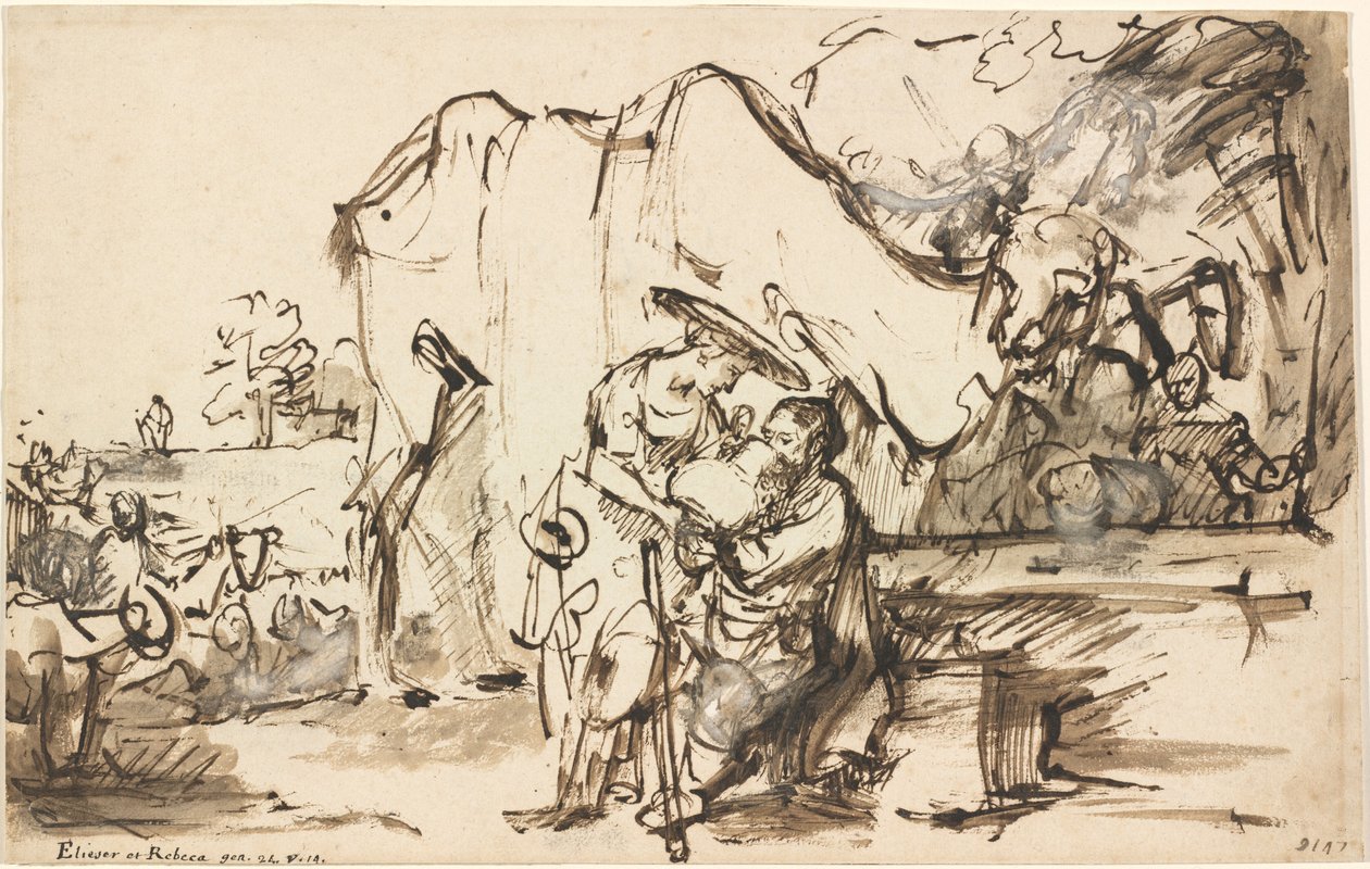 Eliezer og Rebecca ved brønden af Rembrandt van Rijn
