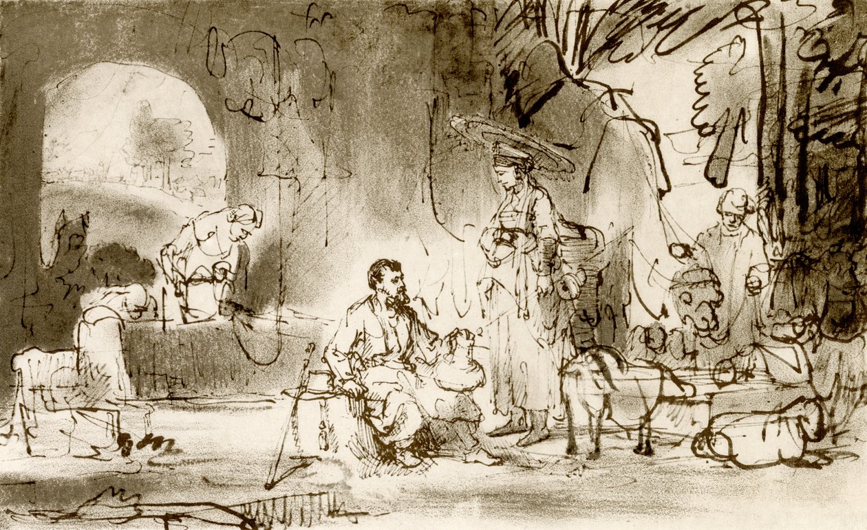 Eliezer og Rebecca ved brønden af Rembrandt van Rijn