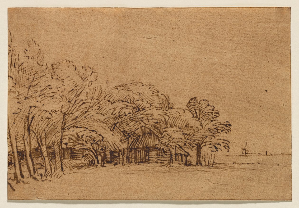 Gård under træer af Rembrandt van Rijn