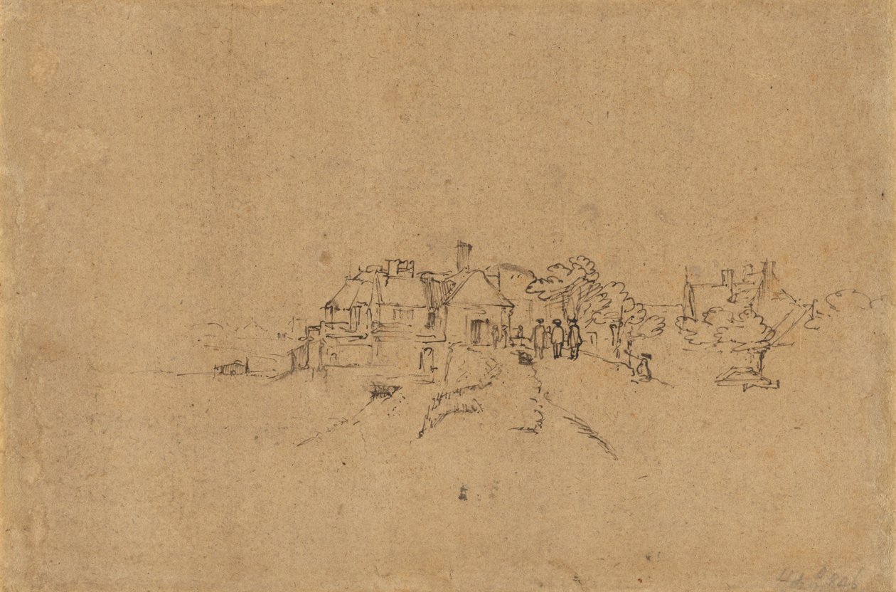 Figurer på Anthoniesdijk, der kommer ind i Houtewael [verso] af Rembrandt van Rijn