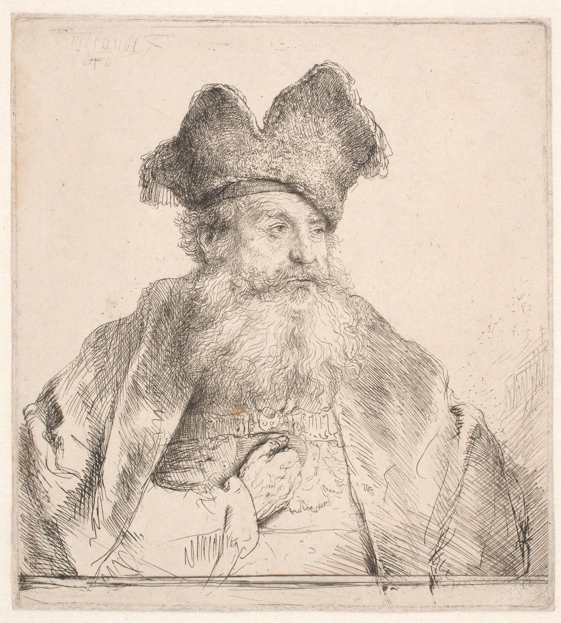 Gammel mand med pelshue af Rembrandt van Rijn