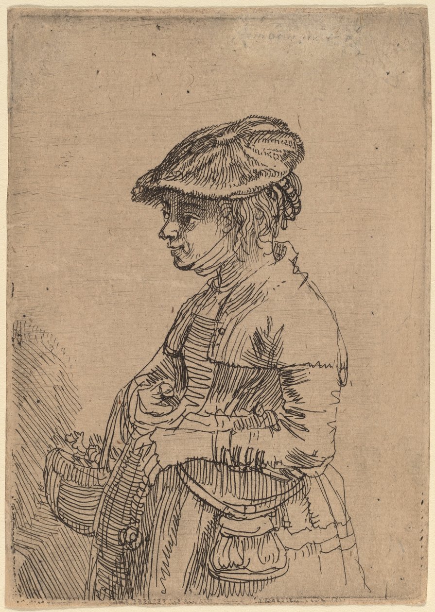 Pige med en kurv af Rembrandt van Rijn