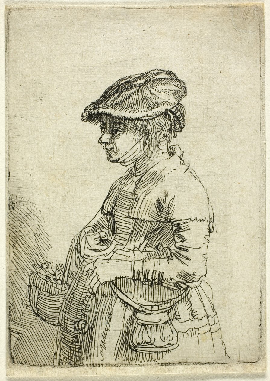 Pige med en kurv af Rembrandt van Rijn
