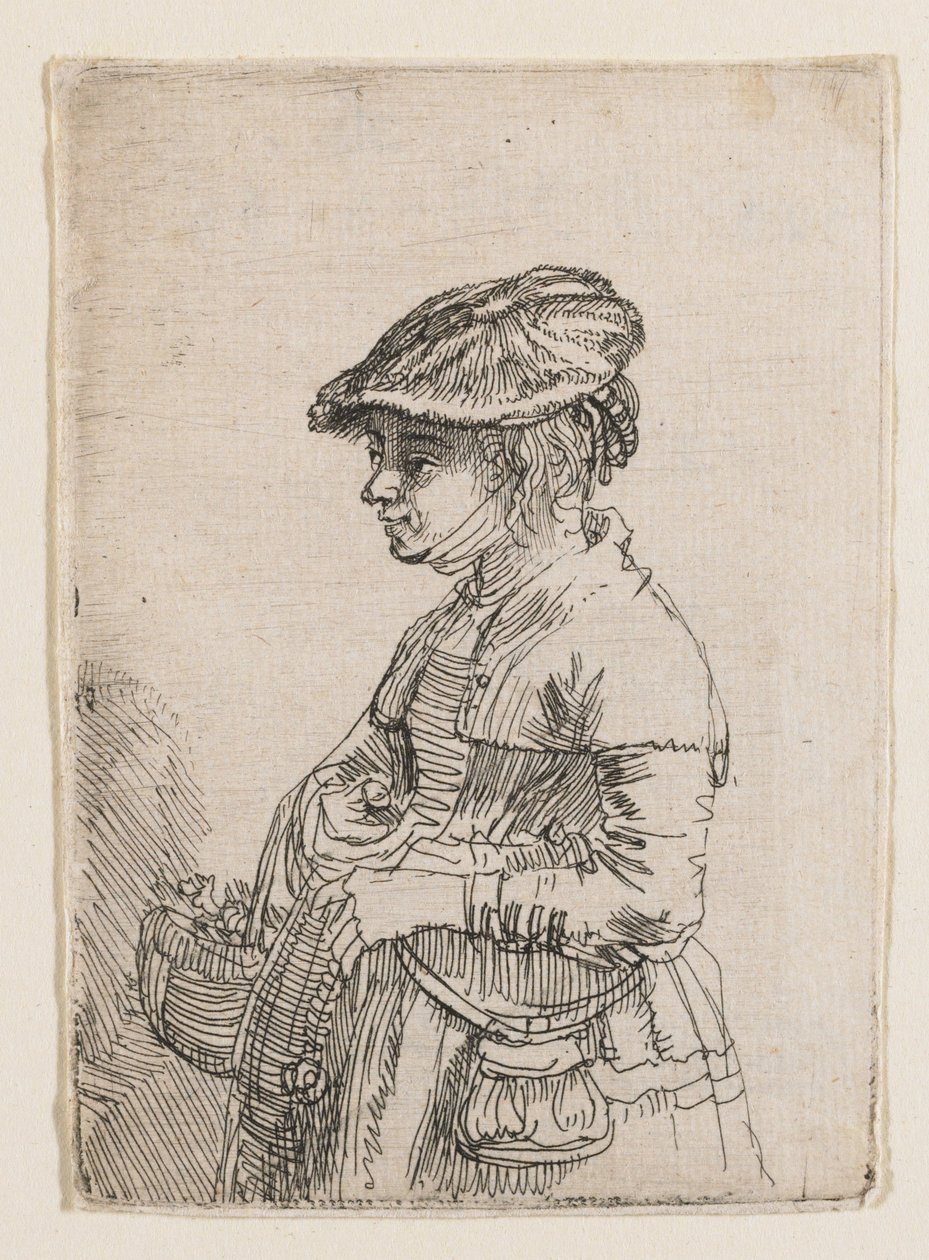 Pige med en kurv af Rembrandt van Rijn