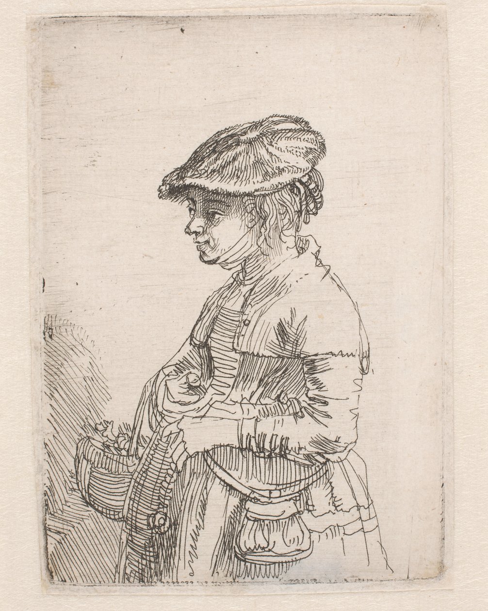 Pige med en kurv af Rembrandt van Rijn