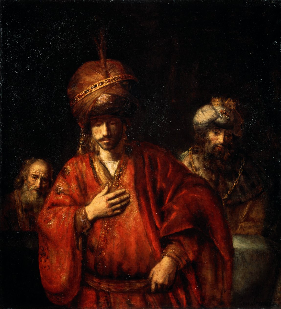 Haman anerkender sin skæbne David og Uriah, 1665. af Rembrandt van Rijn