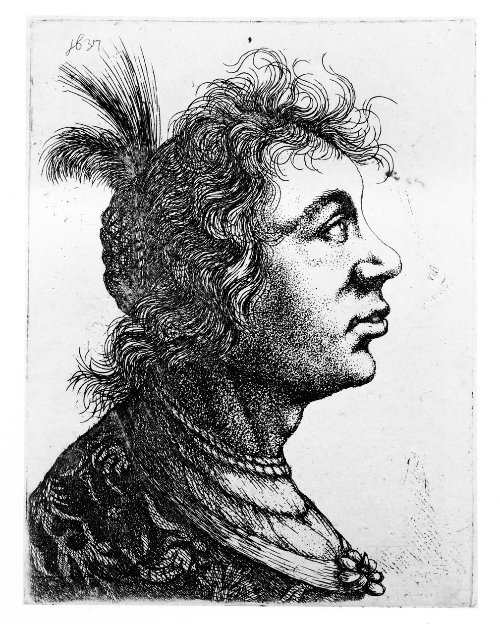 Hoved af en kvinde, 1637 af Rembrandt van Rijn