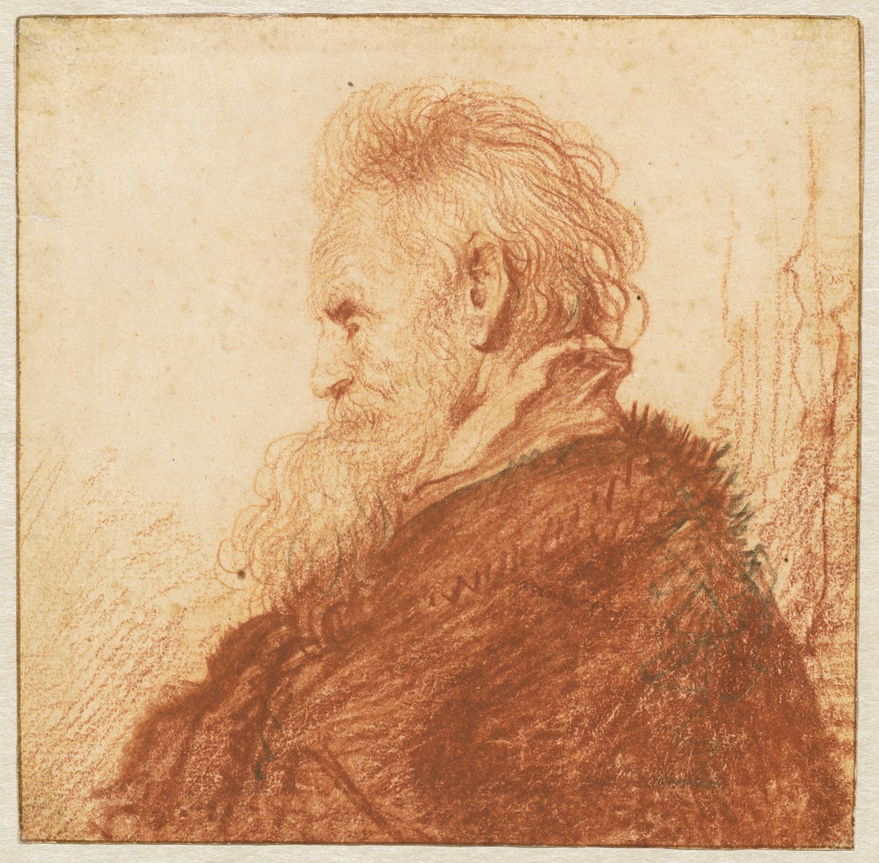 Leder af en gammel mand (recto) af Rembrandt van Rijn