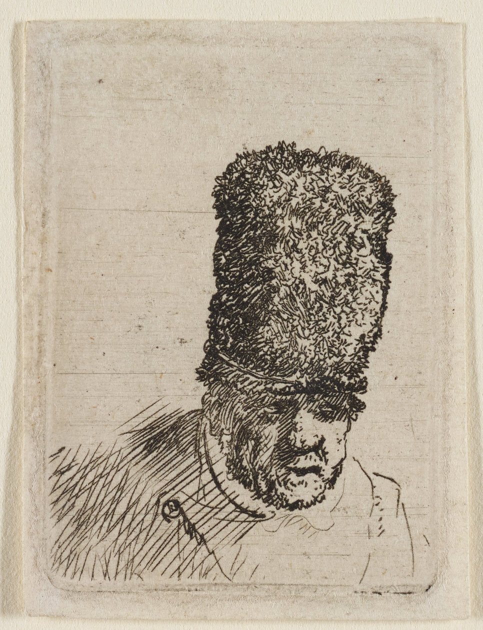 Hovedet af en gammel mand med høj pelshue: Buste af Rembrandt van Rijn