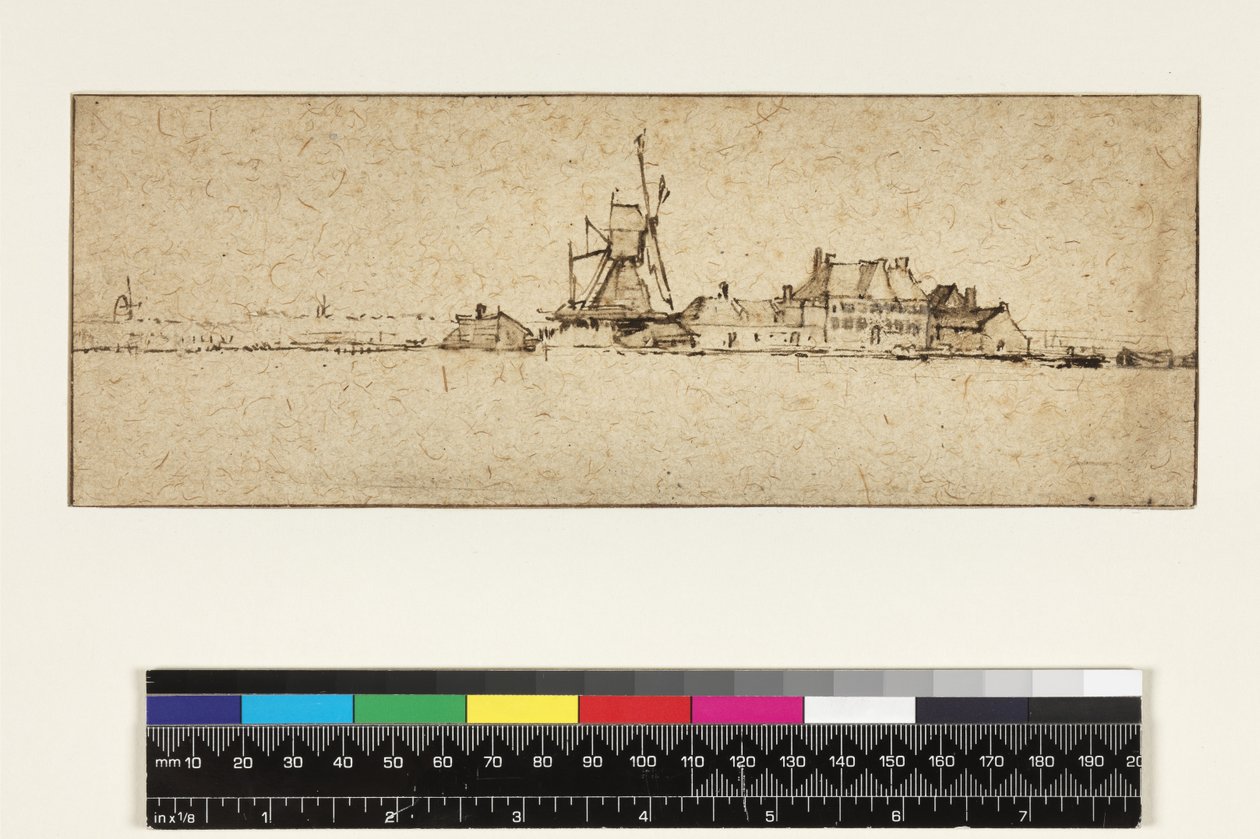 Het Molentje, ca.1654 (pen og blæk med vask og gouache på papir) af Rembrandt van Rijn