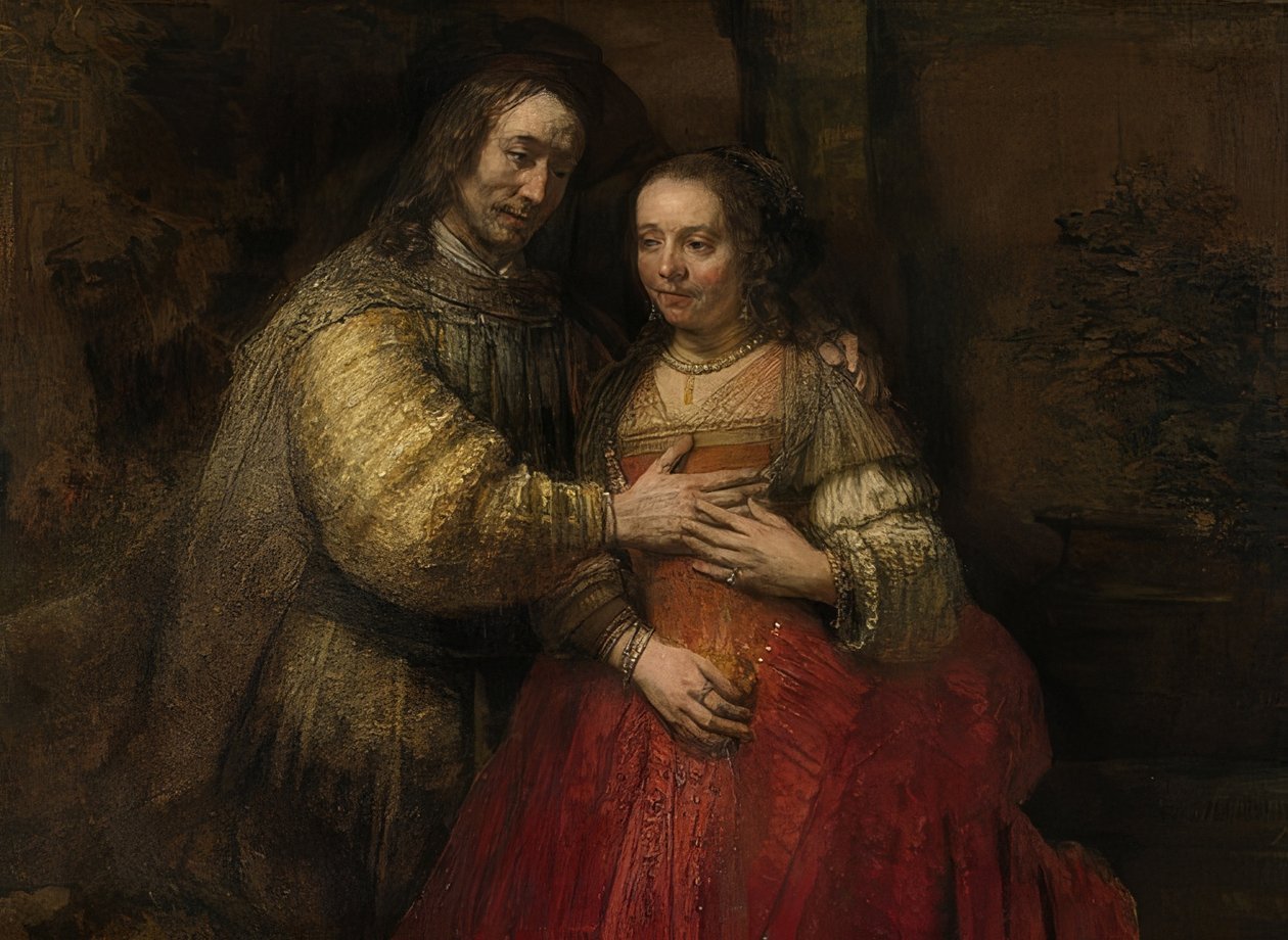 Isak og Rebekka, Jødens Brud. Omkring 1665-69 af Rembrandt van Rijn