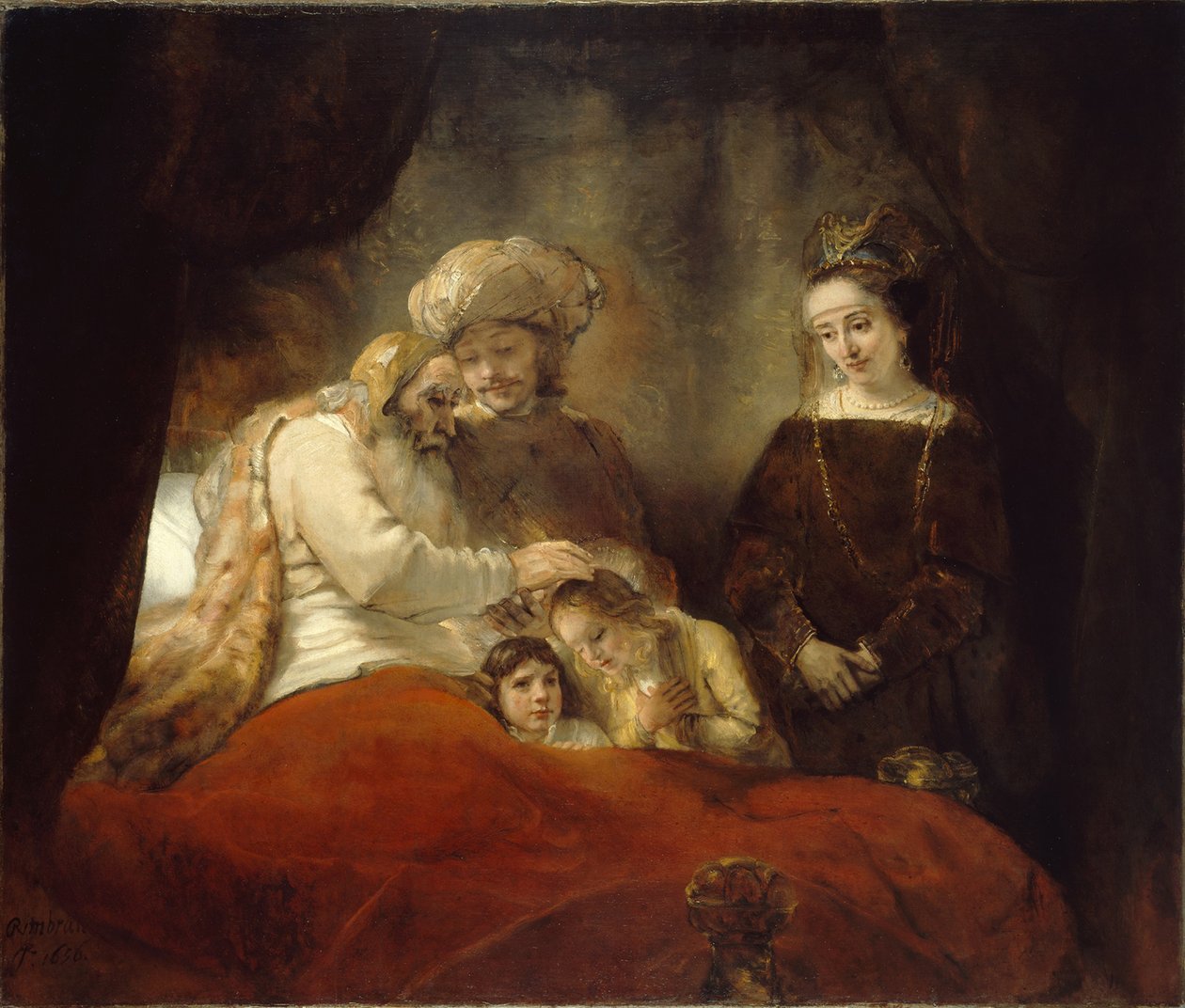 Jacob Blessing Efraim og Manasse, 1656 af Rembrandt van Rijn