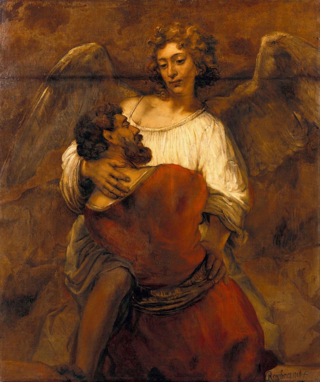 Jacob Wrestling with the Angel, ca 1659 af Rembrandt van Rijn