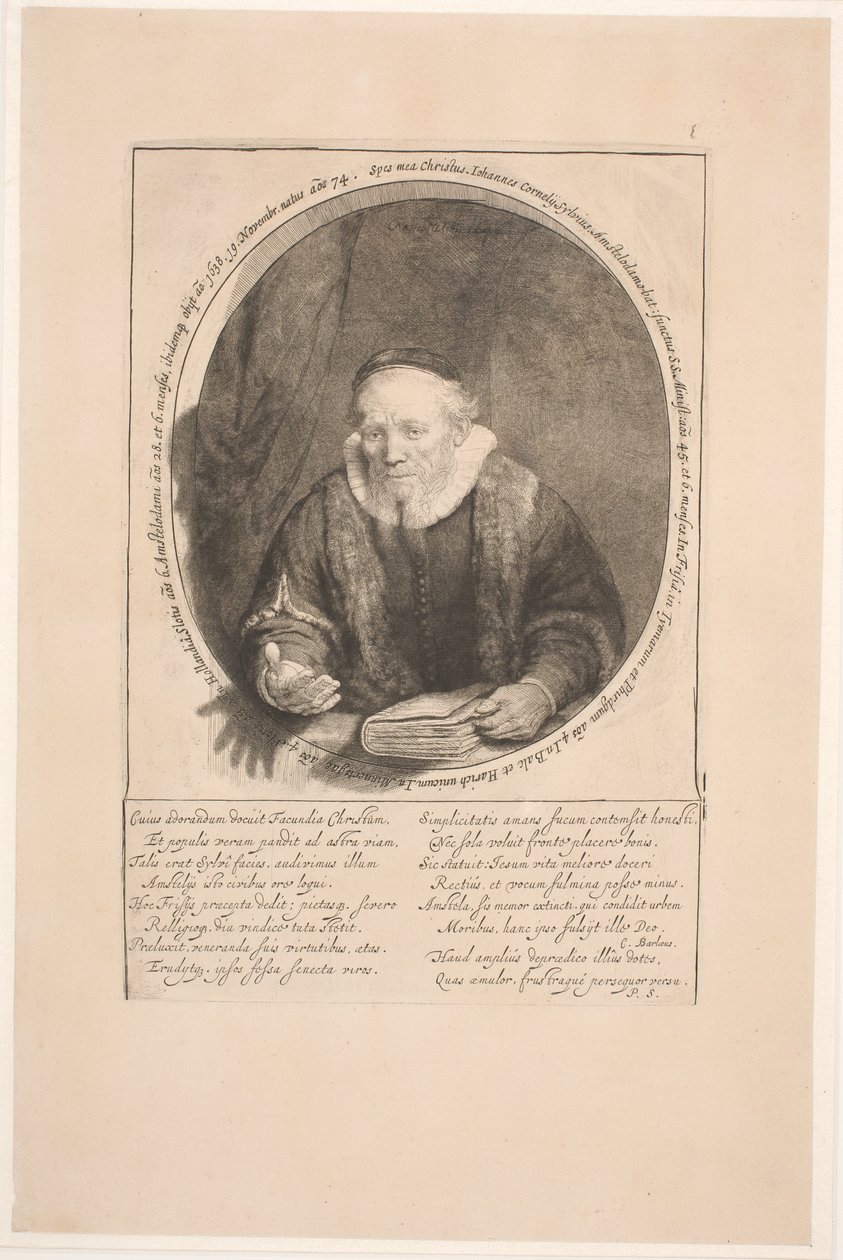 Jan Cornelis Sylvius, prædikant: portræt udført efter hans død af Rembrandt van Rijn
