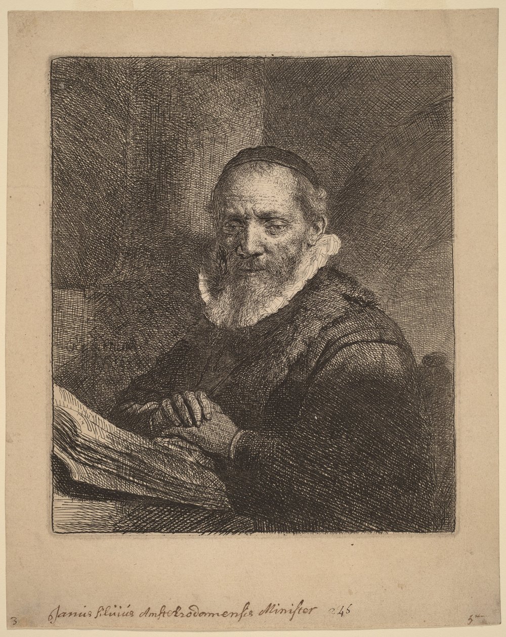 Jan Cornelisz Sylvius af Rembrandt van Rijn