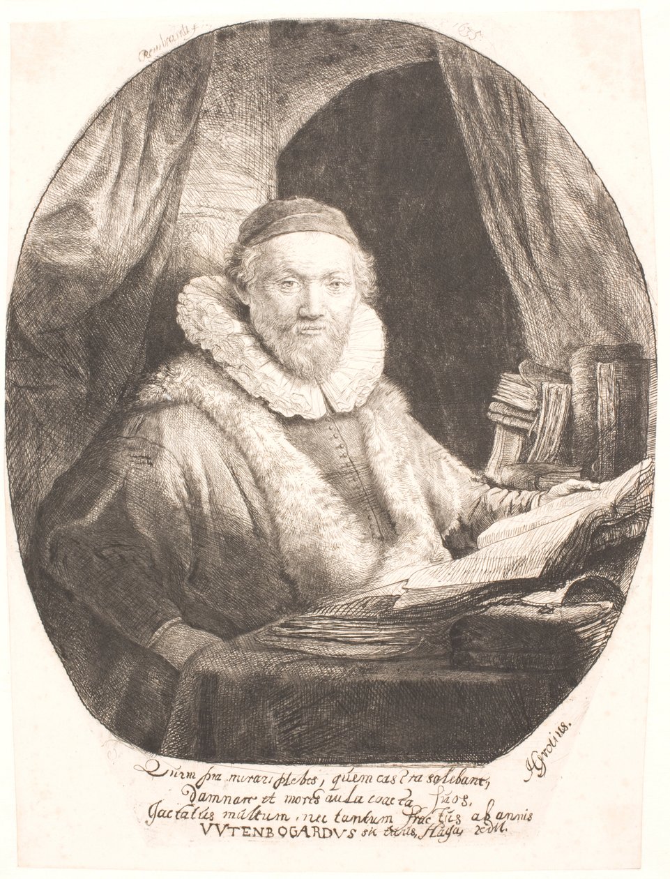Jan Uytenbogaert, prædikant for sekten af arminiske remonstarnter af Rembrandt van Rijn