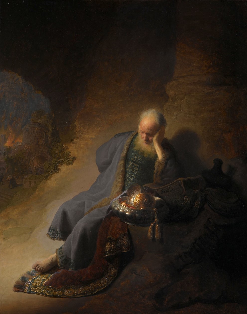 Jeremias beklager Jerusalems ødelæggelse af Rembrandt van Rijn