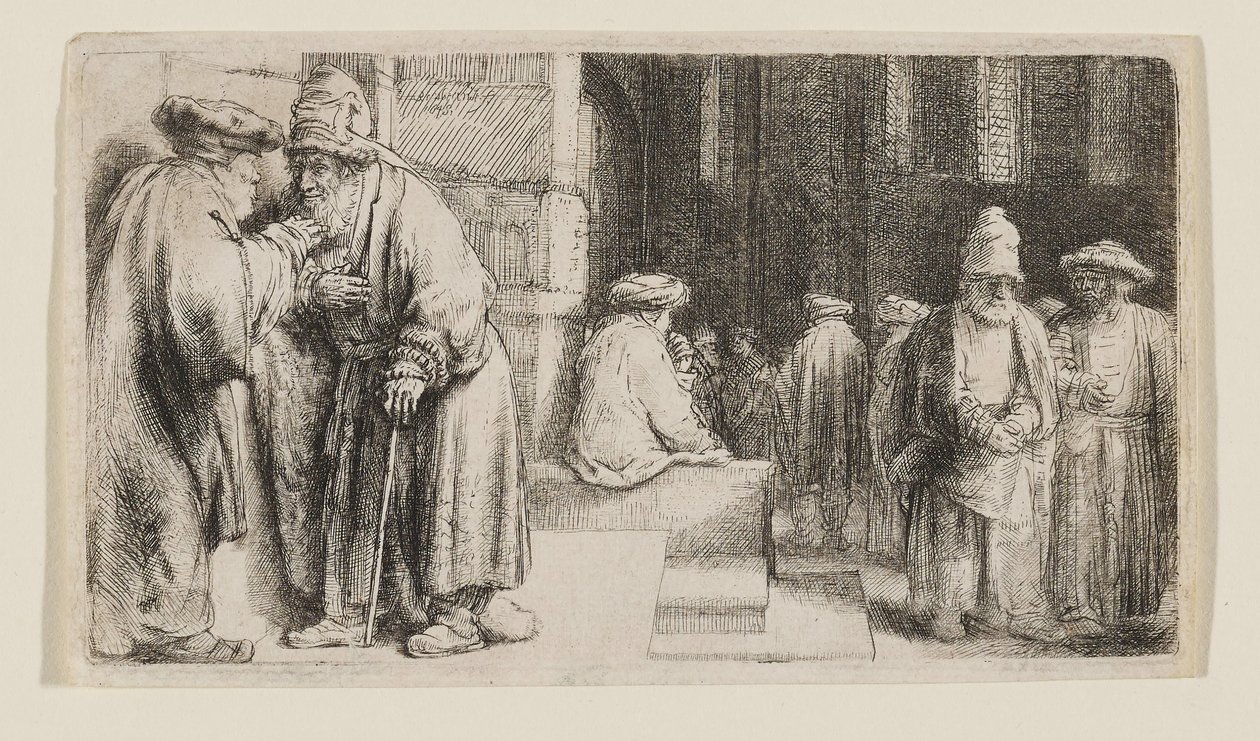 Jøder i en synagoge af Rembrandt van Rijn