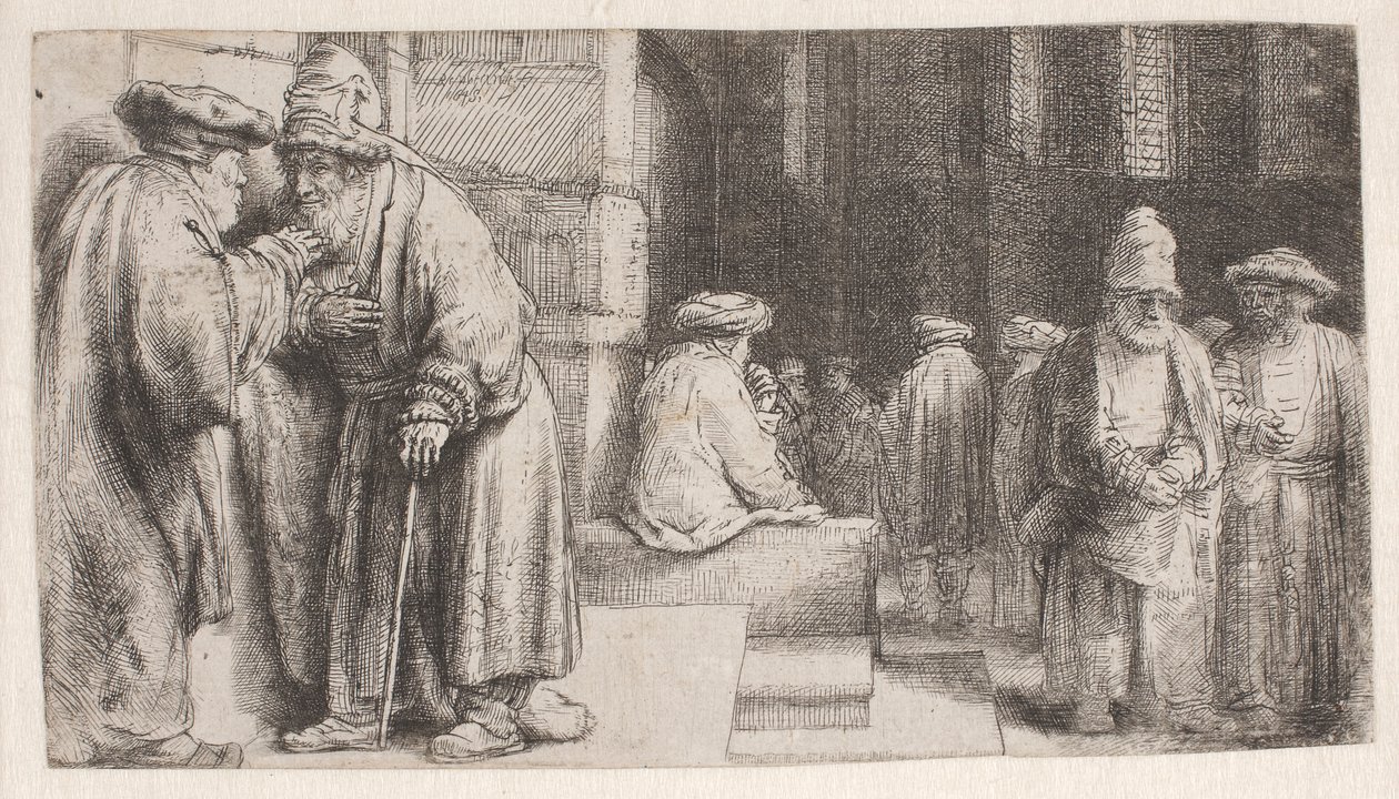 Jøder i synagogen af Rembrandt van Rijn