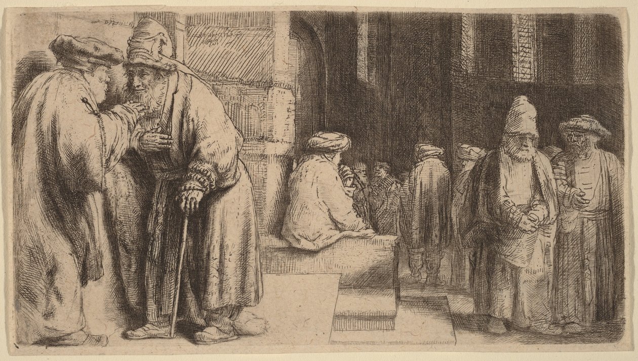 Jøder i synagogen af Rembrandt van Rijn