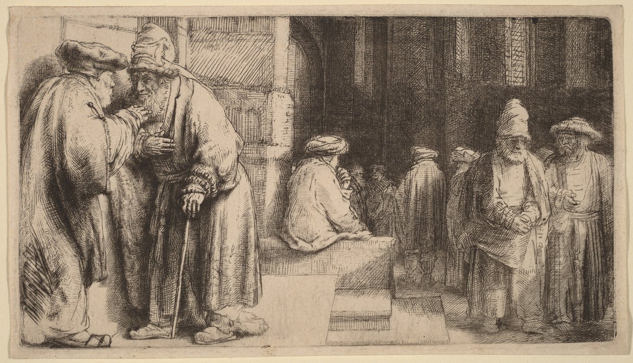 Jøder i synagogen af Rembrandt van Rijn