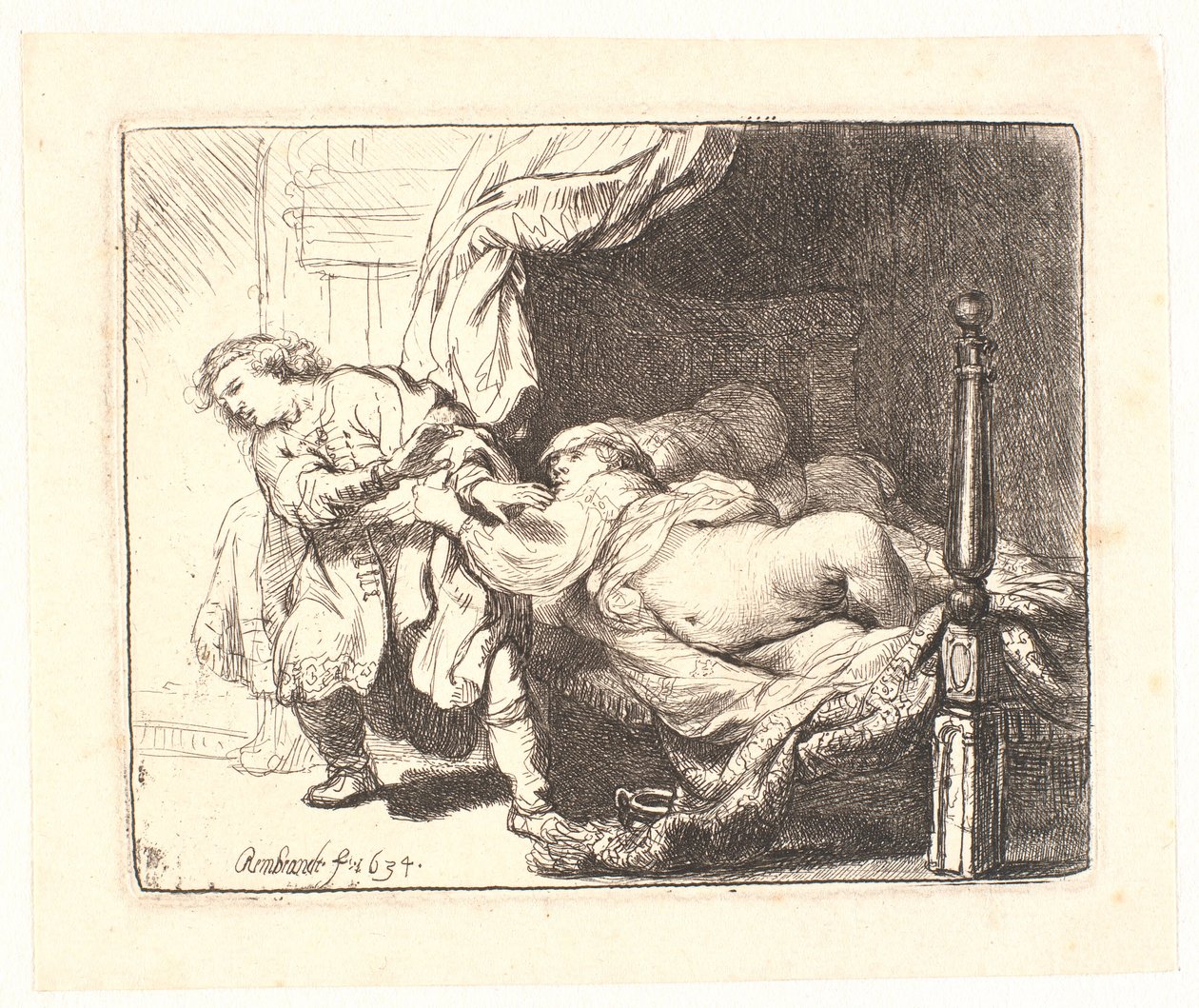 Josef og Potifars hustru af Rembrandt van Rijn
