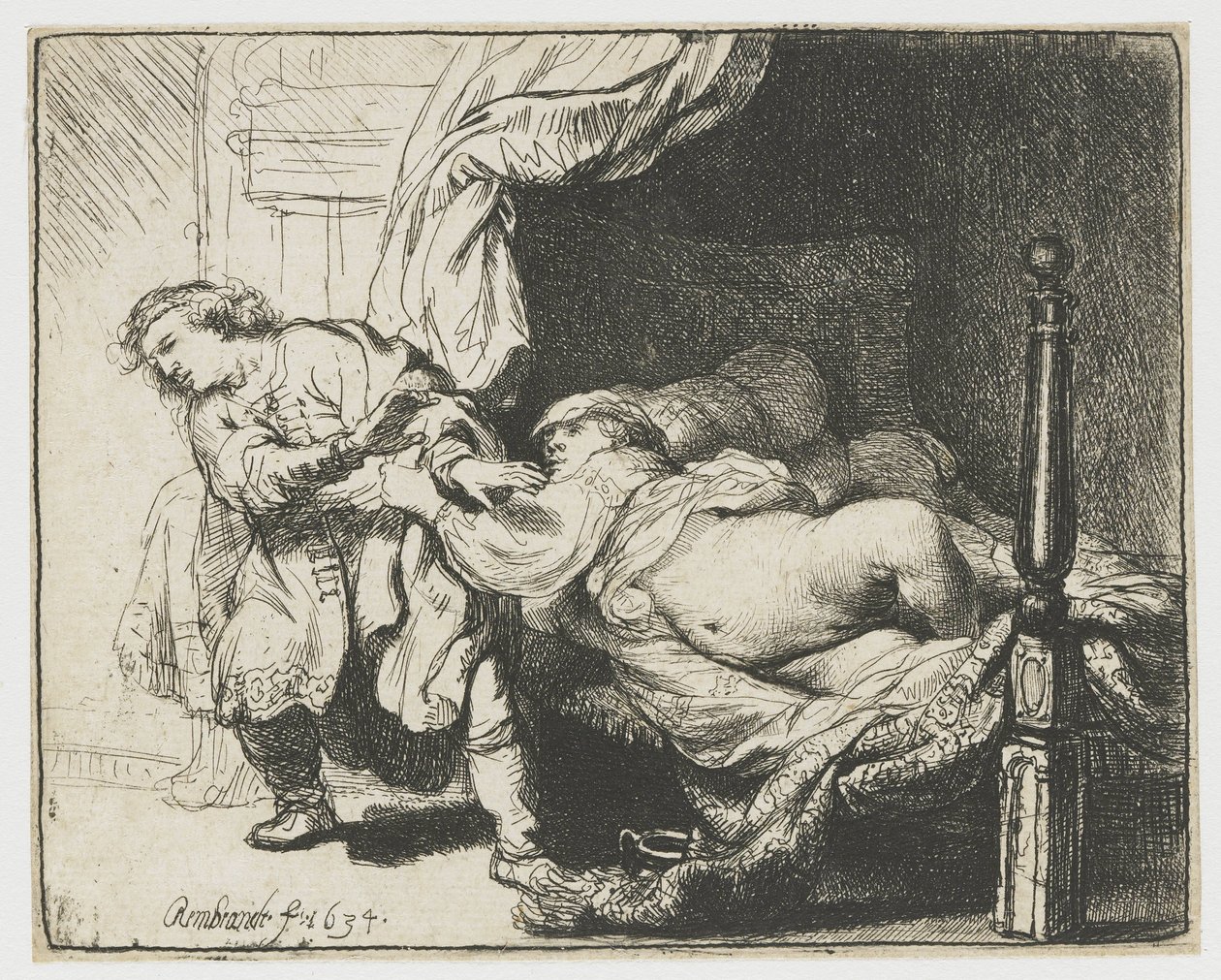 Josef og Potifars hustru af Rembrandt van Rijn
